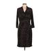 Nine West Casual Dress - Sheath V Neck 3/4 sleeves: Brown Dresses - Women's Size 10
