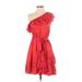 Saylor Cocktail Dress - A-Line Open Neckline Short sleeves: Red Print Dresses - New - Women's Size Small