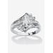 Women's Silver Tone Marquise Cut Engagement Ring Cubic Zirconia by PalmBeach Jewelry in Silver (Size 10)