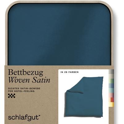 Bettbezug SCHLAFGUT "Woven Satin", blau (petrol deep), B:200cm L:200cm, Mako-Satin, Obermaterial: 100% Baumwolle, Bettbezüge, besonders dicht gewebt, Mix & Match: passender Kissenbezug erhältlich Image
