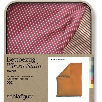 Bettbezug SCHLAFGUT "Woven Satin Fade mit feinen Streifen", bunt (gelb deep, rot mid), B:155cm L:220cm, Mako-Satin, Obermaterial: 100% Baumwolle, Bettbezüge, mit Farbverlauf, Mix & Match: passender Kissenbezug erhältlich Image