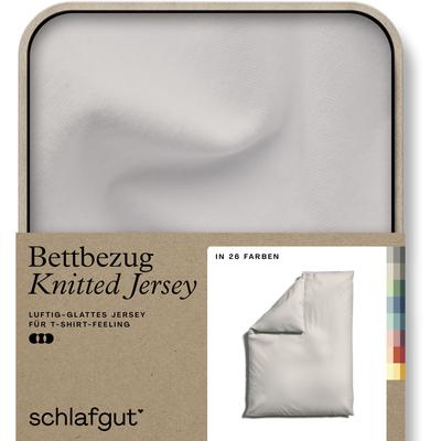 Bettbezug SCHLAFGUT "Knitted Jersey uni, aus Bio-Baumwolle mit Elasthan, Reißverschluss" Bettbezüge Gr. B/L: 135-140 cm x 200 cm, beige (sand light) Jersey-Bettwäsche