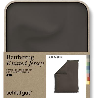 Bettbezug SCHLAFGUT "Knitted Jersey uni, aus Bio-Baumwolle mit Elasthan, Reißverschluss", beige (sand deep), B:155cm L:220cm, Jersey, Obermaterial: 95% Baumwolle, 5% Elasthan, Bettbezüge, bügelfrei, Mix & Match Bettwäsche: passender Kissenbezug... Image