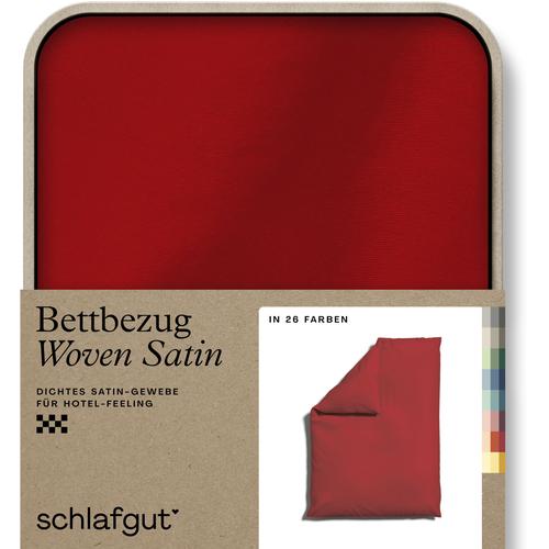 "Bettbezug SCHLAFGUT ""Woven Satin"" Bettbezüge Gr. B/L: 155 cm x 220 cm, rot (red deep) Mako-Satin-Bettwäsche"