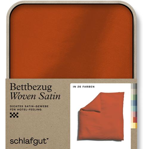 "Bettbezug SCHLAFGUT ""Woven Satin"" Bettbezüge Gr. B/L: 200 cm x 200 cm, rot (red mid) Mako-Satin-Bettwäsche"