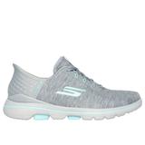 Skechers Women's Slip-ins: GO GOLF WALK 5 - Slip-Ins Shoes | Size 8.0 | Gray/Aqua | Textile/Synthetic