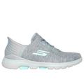 Skechers Women's Slip-ins: GO GOLF WALK 5 - Slip-Ins Shoes | Size 7.0 | Gray/Aqua | Textile/Synthetic