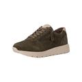 Tamaris Comfort Damen Sneaker flach aus Leder Comfort Fit, Grün (Khaki Suede), 38 EU