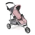 Bayer Chic 2000 - Lola, jogging buggy, doll jogger, doll's pram, melange anthracite-pink, 612-81, 70 x 33 x 62 cm