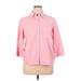 G.H. Bass & Co. 3/4 Sleeve Button Down Shirt: Pink Solid Tops - Women's Size X-Large