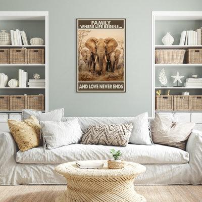 Trinx Elephants & Love Never Ends - 1 Piece Rectangle Elephants & Love Never Ends - 1 Piece Rectangle Graphic Art Print On Wrapped Canvas Canvas | Wayfair