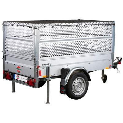 PKW-Anhänger STEMA "BASIC Plus 750", silber (silberfarben), KFZ-Anhänger, Tieflader, ungebremst mit Gitteraufsatz, Topseller
