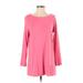 J.Jill Casual Dress - Shift Scoop Neck Long sleeves: Pink Solid Dresses - Women's Size Small