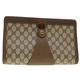 GUCCI GG Canvas Web Sherry Line Clutch Bag Beige Red Green 8901033 Auth am4321