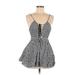 Lost Muse. Casual Dress - A-Line Plunge Sleeveless: Black Checkered/Gingham Dresses - New - Women's Size 6