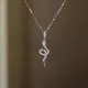 Elegent Punk Rhinestone Snake Pendant Necklace Animal Crystal Necklace Ring Trendy Female Birthday