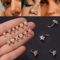 1PCS Kristall Blume Nase Stud L Form Edelstahl Cz Herz Nase Ring Und Stud Schmetterling Nase Ring