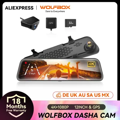 WOLFBOX G840S 12 "IPS Dash Kamera 4K Rück Dash Cam GPS Video Recorder Nachtsicht HD Dual Kameras auto Dvr Parkplatz Monitor