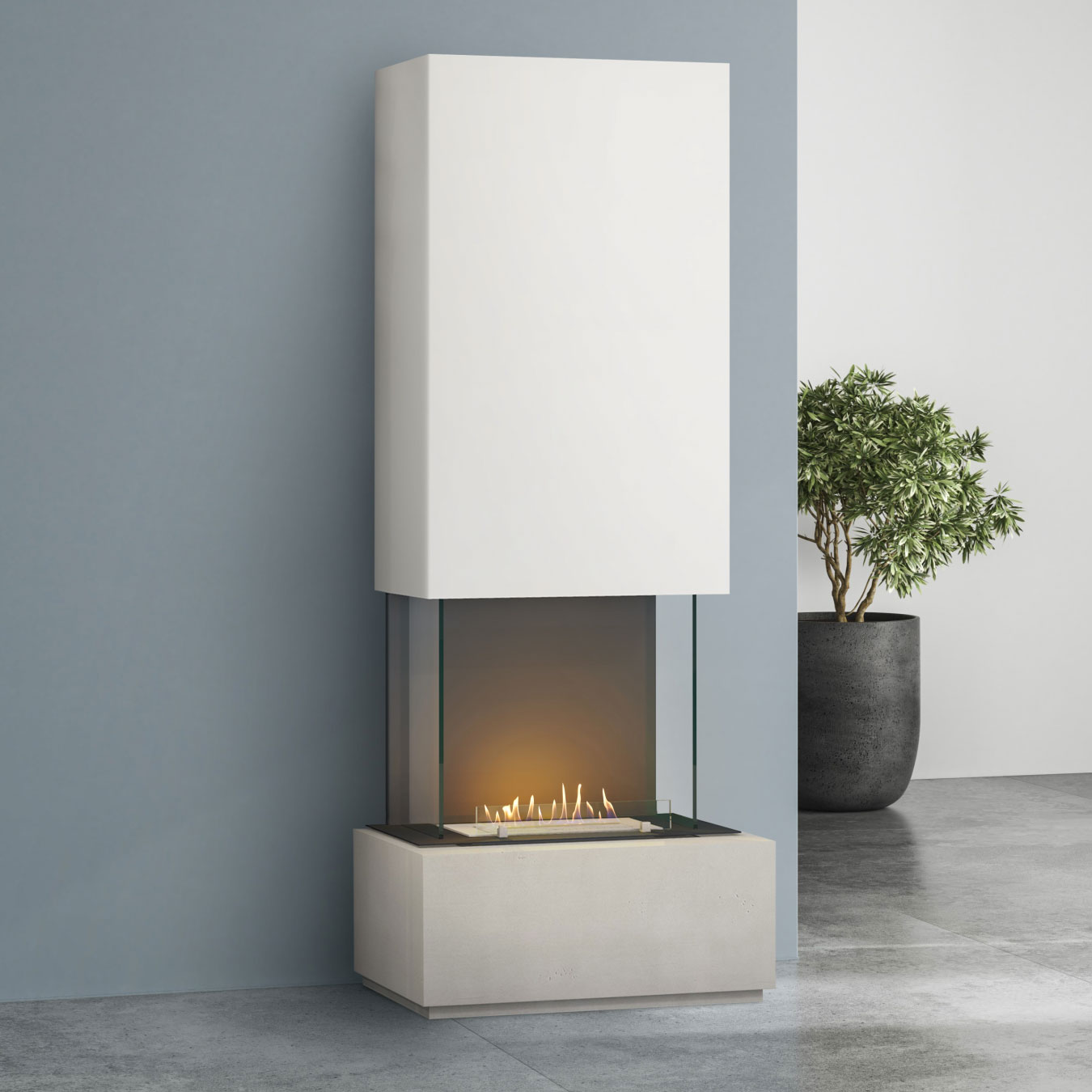 muenkel design Prato [moderner Design Ethanolkamin]: Concrete (Betonoptik) - Planika Senso - weiß Image