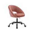 Chaise de bureau ronde à roulettes en velours vieux rose