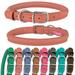 MUROM Rolled Leather Dog Collar Soft Adjustable Round Rope Pet Collars for Small Medium Large Dogs Puppy Green Blue Pink Brown Aquamarine (8 -12 Neck Fit Peach)