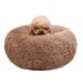 BODISEINT Modern Soft Plush Round Pet Bed for Cats or Small Dogs Mini Medium Sized Dog Cat Bed Self Warming Autumn Winter Indoor Snooze Sleeping Cozy Kitty Teddy Kennel (24 D x 8 H Coffee)