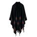 Htovila Women Knitted Poncho Hooded Stripe Oversized Cardigan Sweater Long Shawl Scarf Pashmina