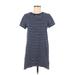 Madewell Casual Dress - Mini High Neck Short sleeves: Blue Print Dresses - Women's Size Medium