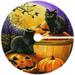 JOOCAR Halloween Christmas Tree Skirt 36 Black Cats Pumpkin Full Moon Purple Night Xmas Tree Skirts Floor Door Mat Round Pad for Holiday Party Indoor Outdoor Home Decorations