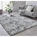 TABAYON Shag Area Rug 4 x6 Tie-Dyed Light Grey Indoor Ultra Soft Plush Rugs for Living Room Non-Skid Modern Nursery Faux Fur Rugs for Kids Room Home Decor