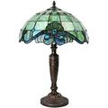 Table Lamp - Pearl Antique Desk Nightstand - Bluish-Green Glass Nightstand Lamp - 23-inch Tall Stained Glass Lamp