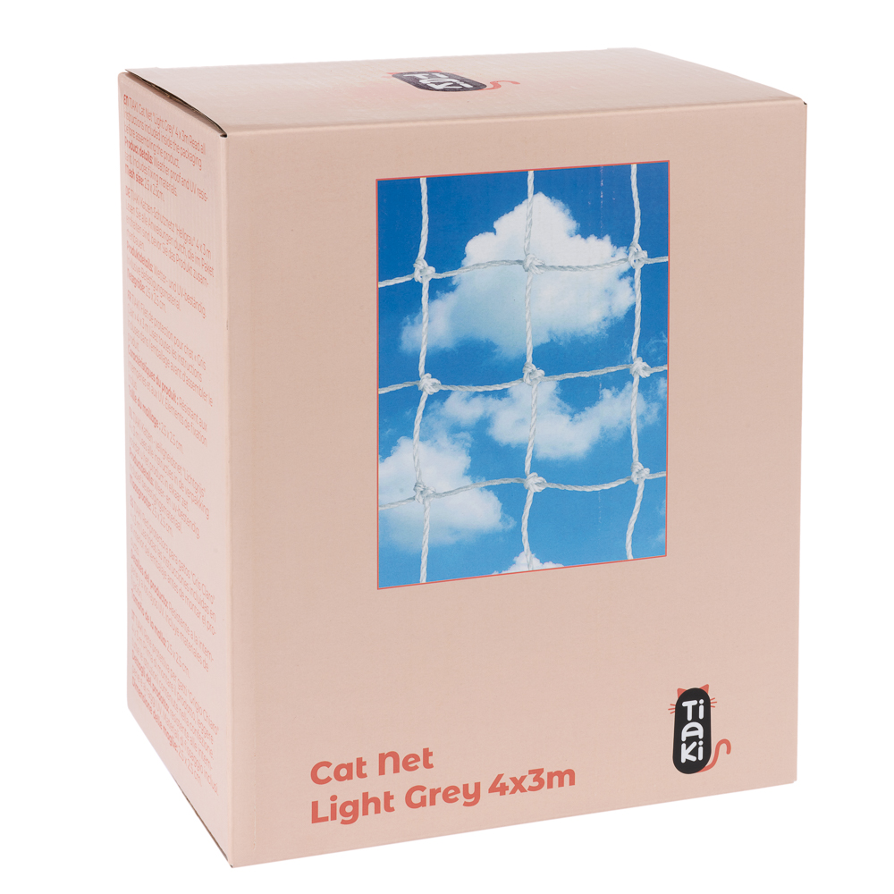 Rete di protezione TIAKI con rinforzo metallico per gatto, grigio chiaro - 4 x 3 m