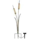 Solar Cattail Garden Stake -Metal Yard Art with Crackle Glass Solar Lights -35 H