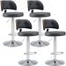 4PCs Swivel Barstool PU Leather Upholstered Adjustable Counter Height Stool Bentwood Bar Chair with Ergonomic Back and Footrest