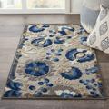 Nourison Aloha Indoor/Outdoor Floral Area Rug Blue/Natural Natural 2 8 x 4 Pet Friendly Stain Resistant 3 x 5 Outdoor Indoor Ivory Blue Grey