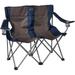 Portable 2 Person Double Folding Collapsible Outdoor Patio Lawn Chair for Camping Gear Tailgating & Sports 500LB Capacity Navy/Tan