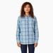 Dickies Women's Plaid Flannel Long Sleeve Shirt - Clear Blue/orchard Size L (FL075)