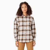 Dickies Women's Long Sleeve Flannel Shirt - Brown Duck/black Ombre Plaid Size S (FLR52)