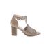 Restricted Shoes Heels: Tan Print Shoes - Women's Size 7 1/2 - Open Toe