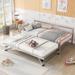 Twin-size Metal Daybed with Adjustable Trundle and Built-in Casters, Pop Up Trundle