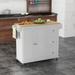 HOMCOM Kitchen Island with Drop Leaf, Rolling Kitchen Cart on Wheels with 3 Drawers, Cabinet, Natural Wood Top,White