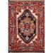 Red & Navy Blue Heriz Serapi Indian Accent Rug Handmade Wool Carpet - 2'0" x 3'0"