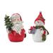 Santa and Snowman (Set of 2) 6"H, 6.5"H Resin - 4.75"L x 4"W x 6"H