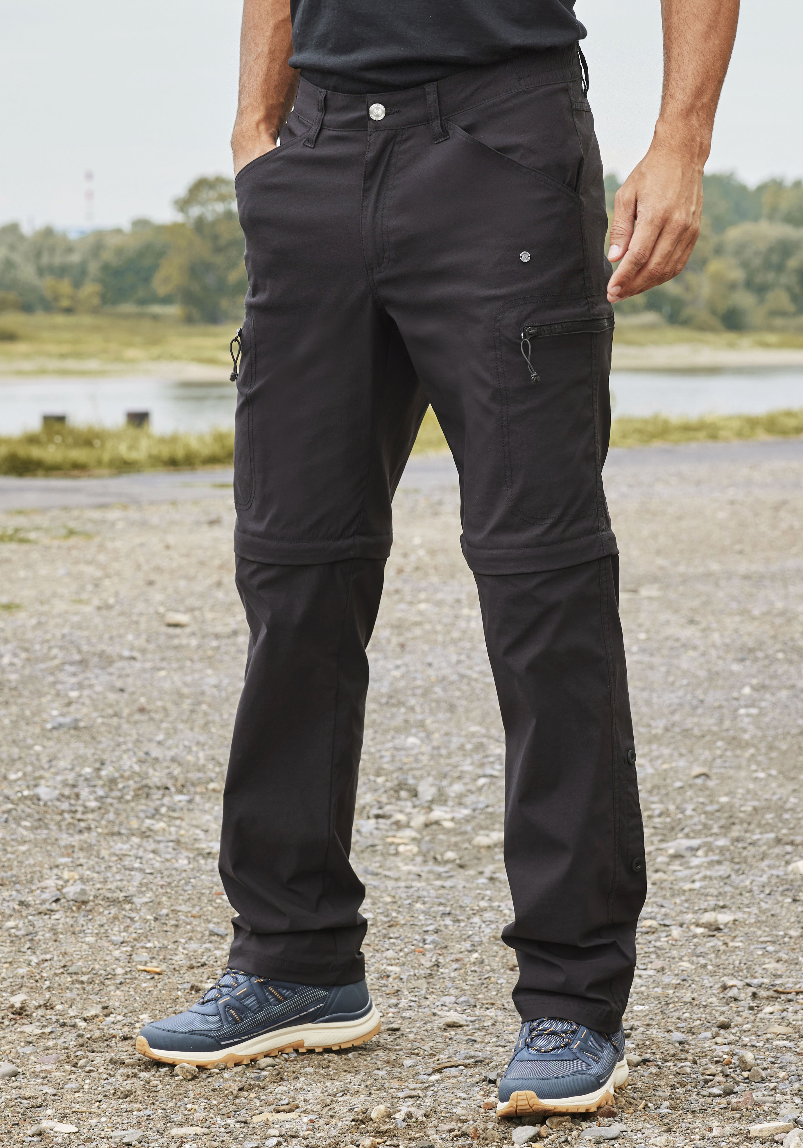 Trekkinghose JOHN DEVIN, Herren, Gr. 54, N-Gr, schwarz, Obermaterial: 95% Polyamid, 5% Elasthan, unifarben, Basic knöchellang, Hosen, Wanderhose mit Zipp- Off Beinen Image