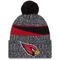 Youth New Era Black Arizona Cardinals 2023 Sideline Cuffed Knit Hat With Pom