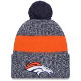 Youth New Era Navy Denver Broncos 2023 Sideline Cuffed Knit Hat With Pom