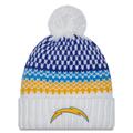 Women's New Era White Los Angeles Chargers 2023 Sideline Cuffed Knit Hat with Pom