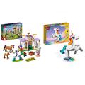 LEGO 41746 Friends Reitschule Set mit 2 Spielzeug-Pferden & 31140 Creator 3in1 Magisches Einhorn Spielzeug, Seepferdchen, Pfau