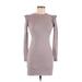 Lulus Casual Dress - Bodycon Crew Neck Long sleeves: Purple Solid Dresses - Women's Size Small