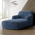 PAULATO by GA.I.CO. Stretch Chaise Lounge Slipcover - Durable & Stylish - Microfibra Printed Collection Polyester in Blue/Black | Wayfair